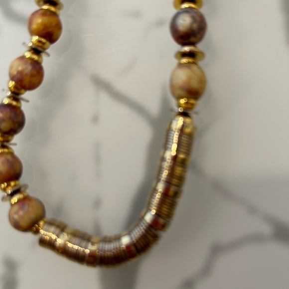 Yves St Laurent(YSL) 15” Long Beaded Necklace. Gold-Tones & Multicolored Stones - Picture 4 of 13
